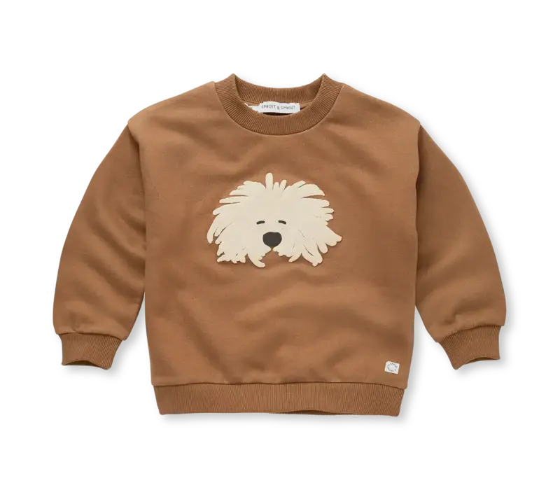 Sproet & Sprout Sweatshirt moustache dog Mocca