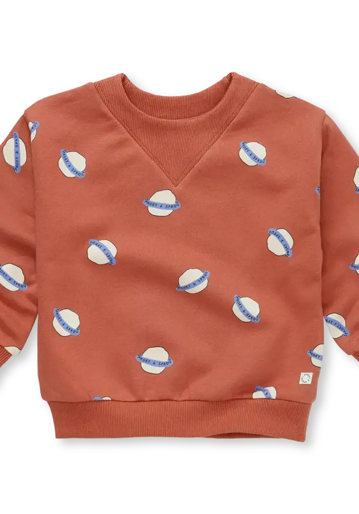 Sproet & Sprout Sweatshirt rib neck saturn print  Macaron