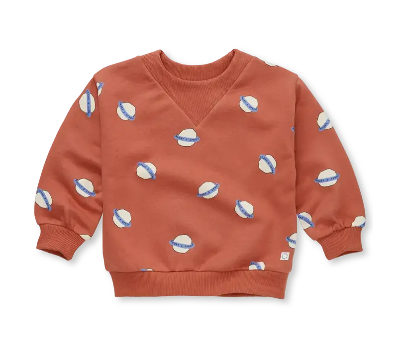 Sproet & Sprout Sweatshirt rib neck saturn print  Macaron
