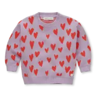Sproet & Sprout Sweater intarsia hearts  Lavender