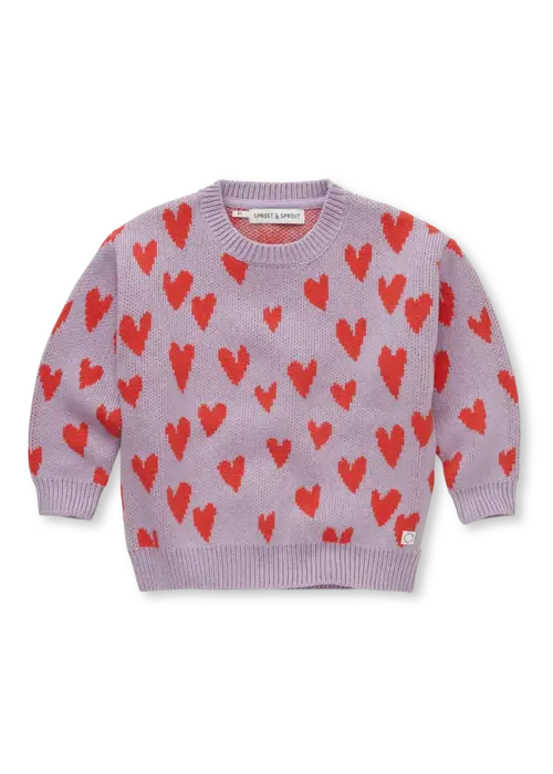 Sproet & Sprout Sproet & Sprout Sweater intarsia hearts  Lavender