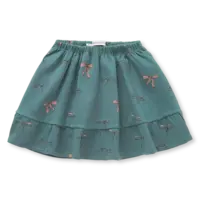 Sproet & Sprout Skirt ruffle bow print Shady green