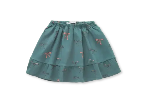 Sproet & Sprout Sproet & Sprout Skirt ruffle bow print  Shady green
