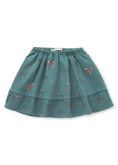 Sproet & Sprout Sproet & Sprout Skirt ruffle bow print  Shady green