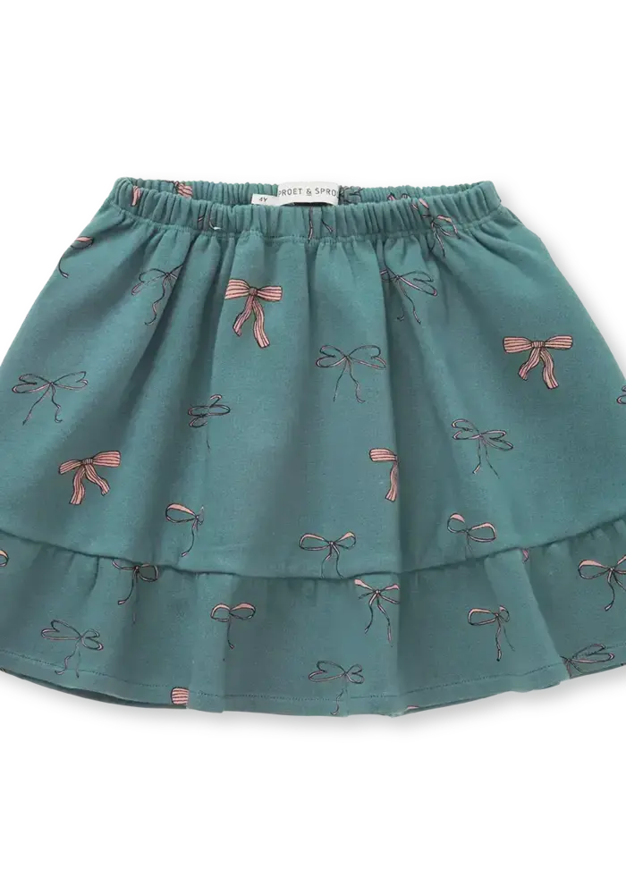 Sproet & Sprout Skirt ruffle bow print  Shady green