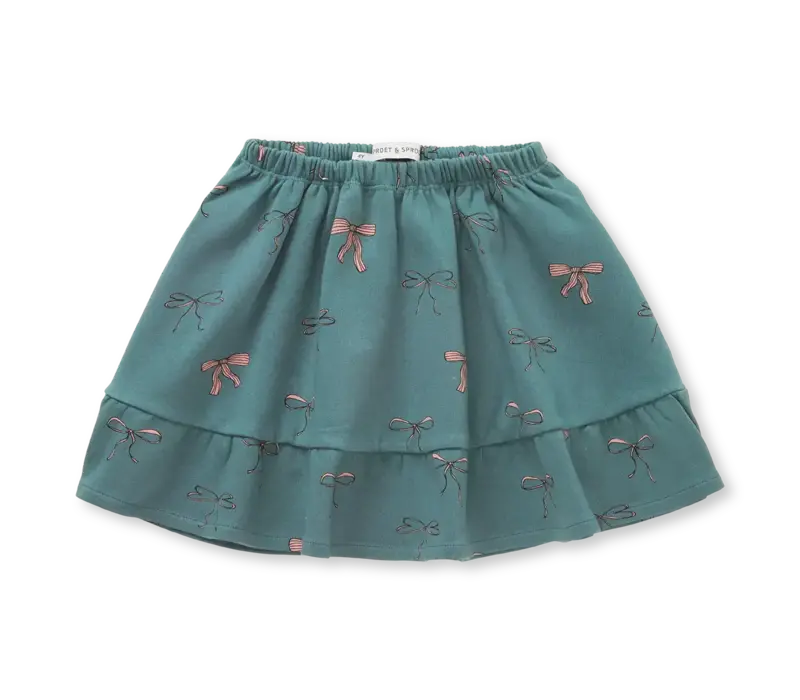 Sproet & Sprout Skirt ruffle bow print  Shady green