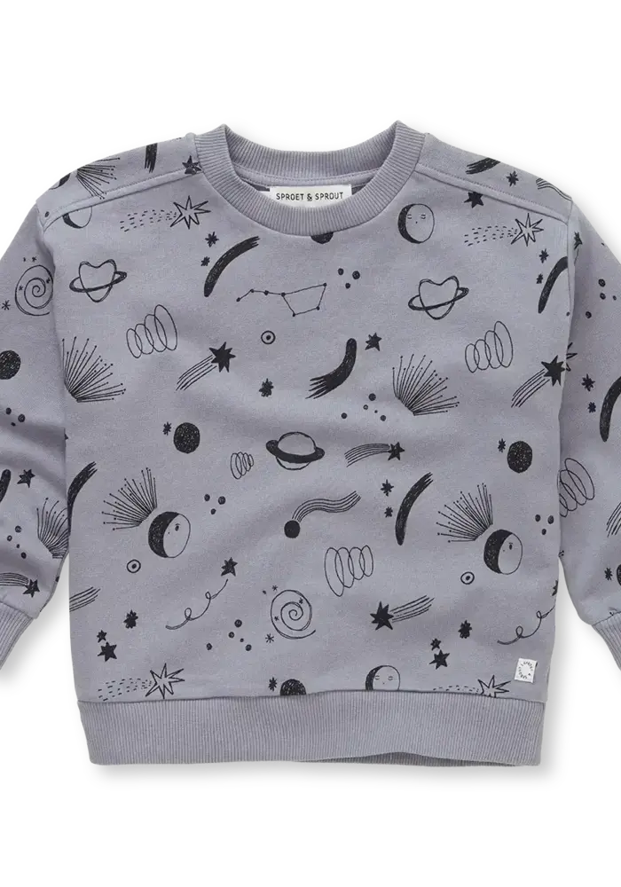 Sproet & Sprout Sweatshirt universe print  Stone grey