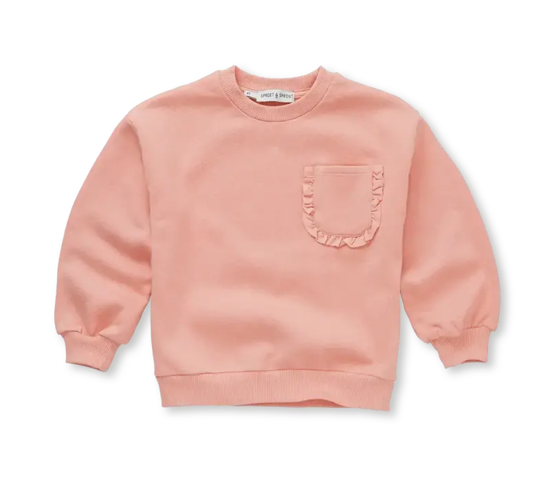 Sproet & Sprout Girls sweatshirt ruffle pocket Peach parfait