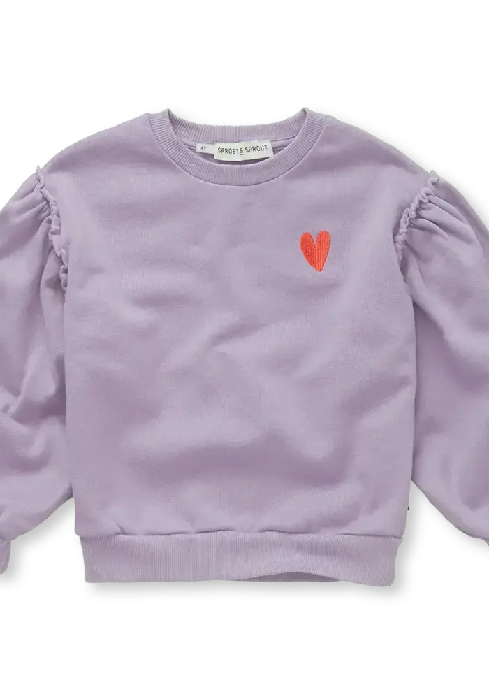 Sproet & Sprout Sweatshirt puff sleeves heart Lavender