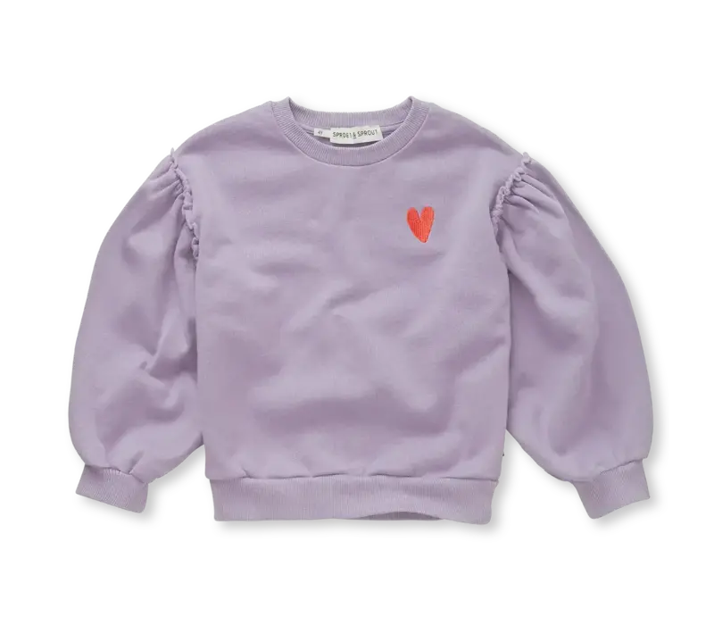 Sproet & Sprout Sweatshirt puff sleeves heart Lavender