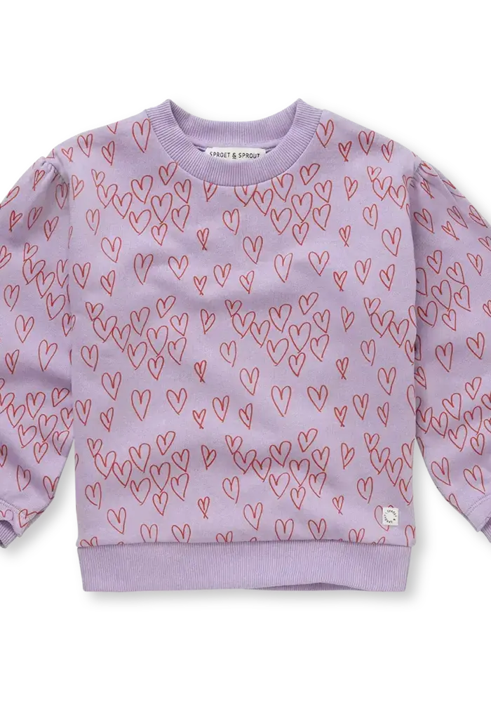 Sproet & Sprout Sweatshirt hearts print  Lavender