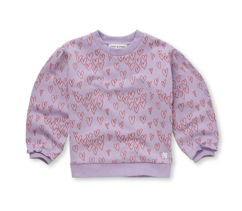 Sproet & Sprout Sweatshirt hearts print  Lavender