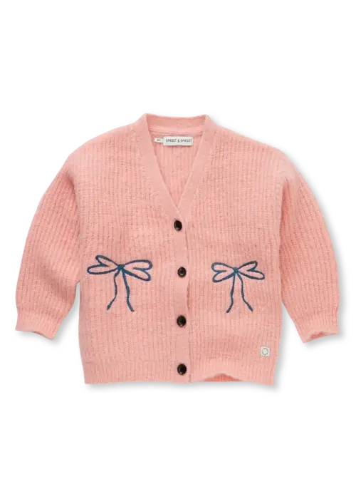 Sproet & Sprout Sproet & Sprout Girls sweaters & vestens bows Peach parfait