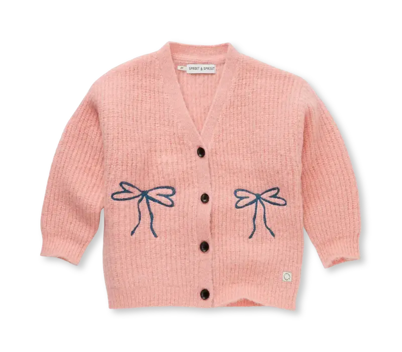 Sproet & Sprout Girls sweaters & vestens bows Peach parfait