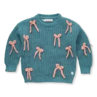 Sproet & Sprout Girls sweater bows  Shady green