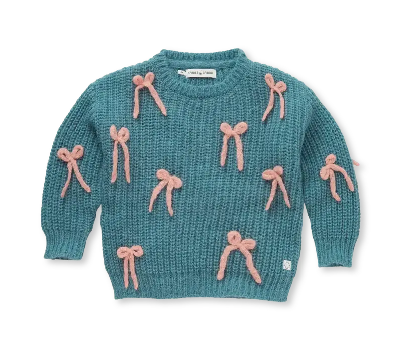 Sproet & Sprout Girls sweater bows  Shady green