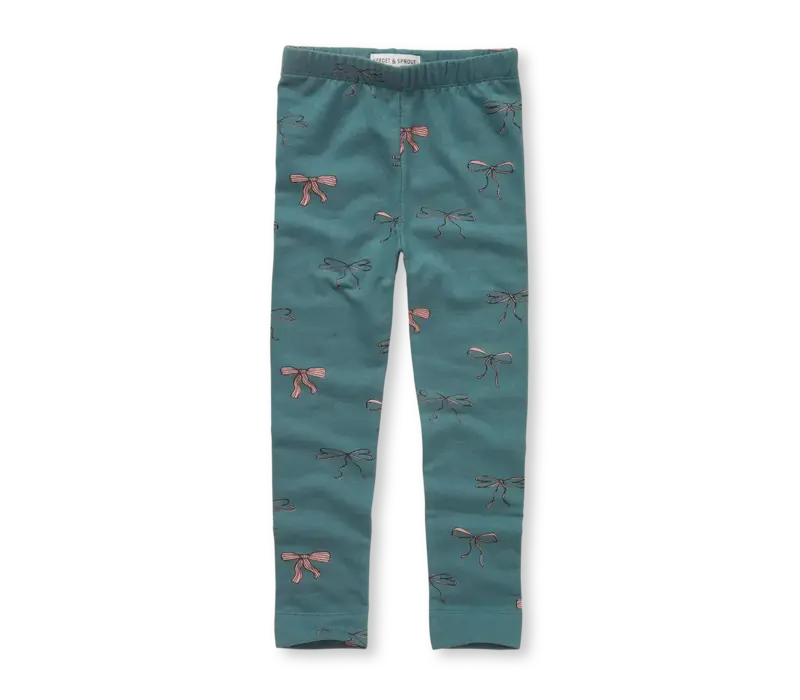 Sproet & Sprout Winter legging bows Shady green