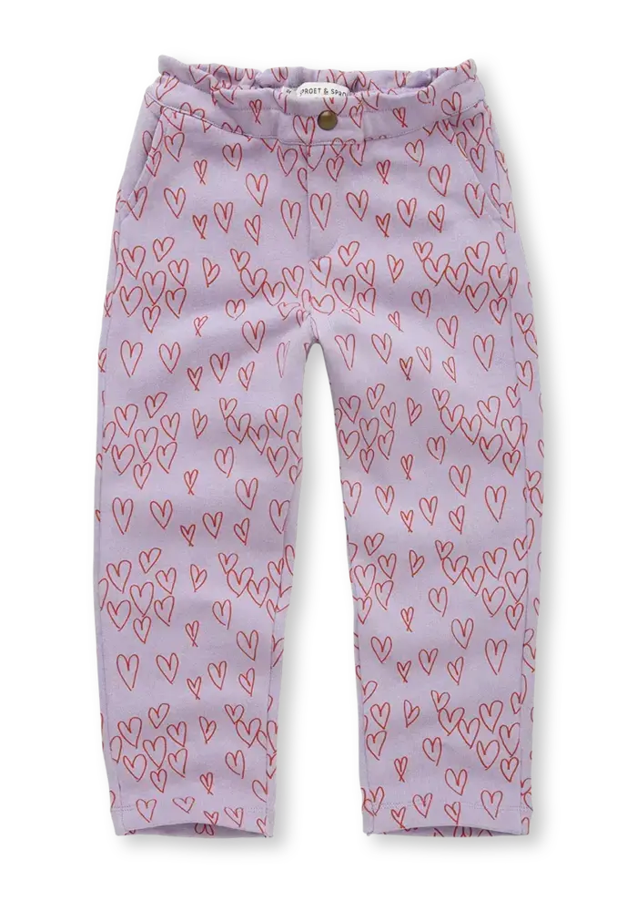 Sproet & Sprout Paperbag pants hearts print Lavender