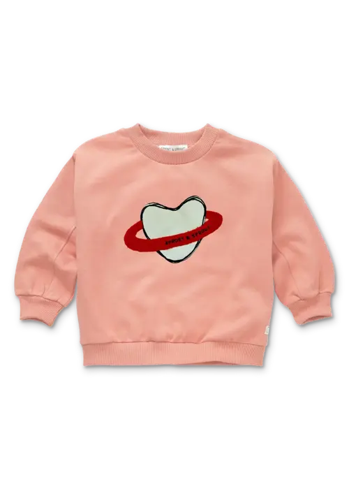 Sproet & Sprout Sproet & Sprout Sweatshirt heart saturn  Peach parfait