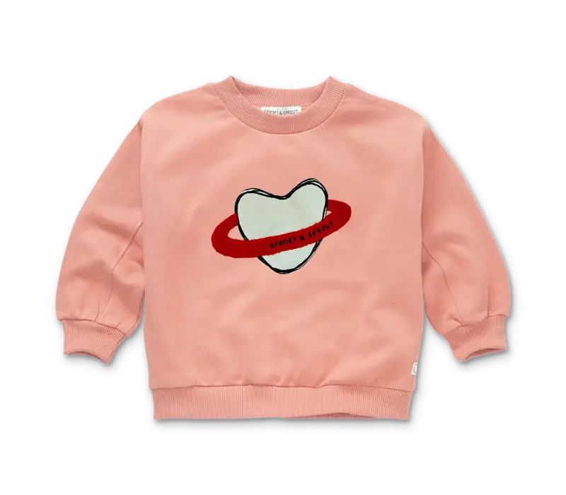 Sproet & Sprout Sweatshirt heart saturn  Peach parfait