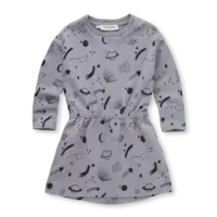Sproet & Sprout Dress universe print  Stone grey