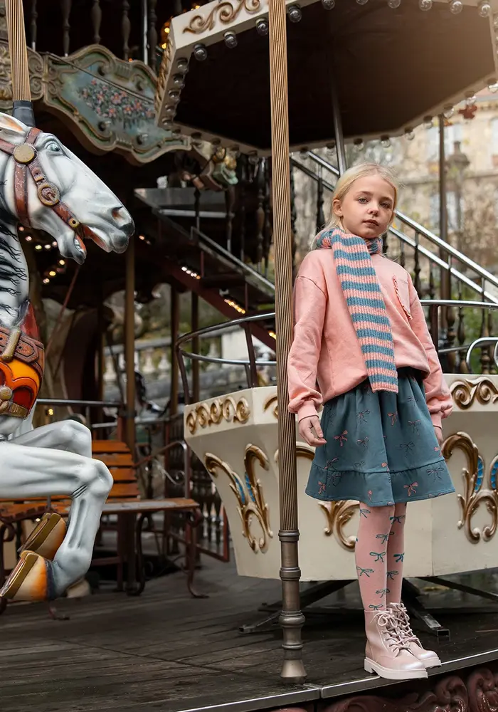 Sproet & Sprout Skirt ruffle bow print  Shady green