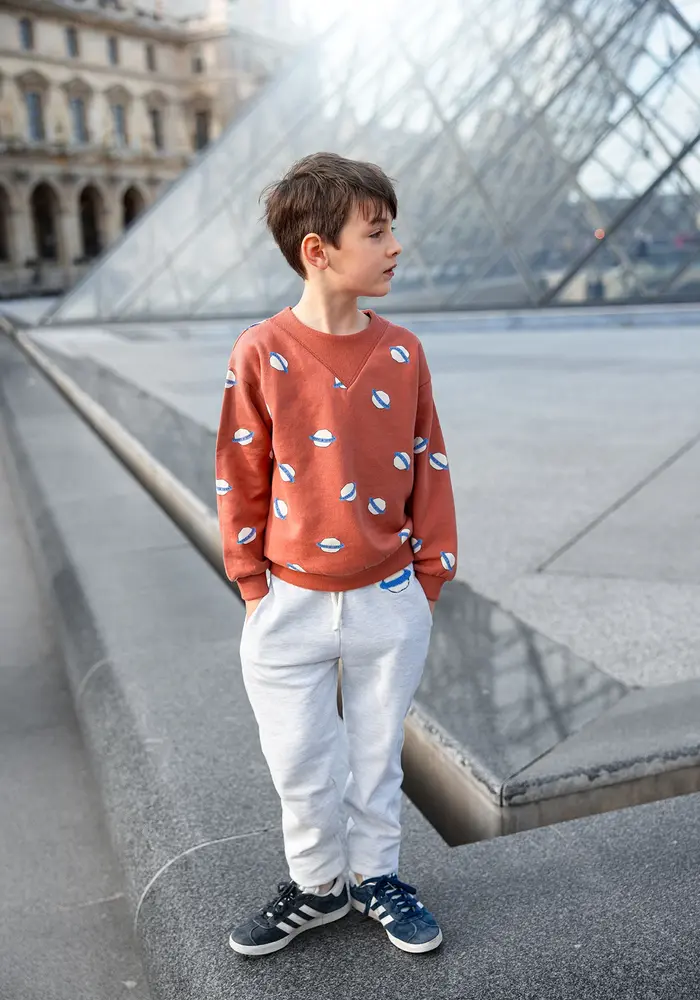 Sproet & Sprout Sweatshirt rib neck saturn print  Macaron