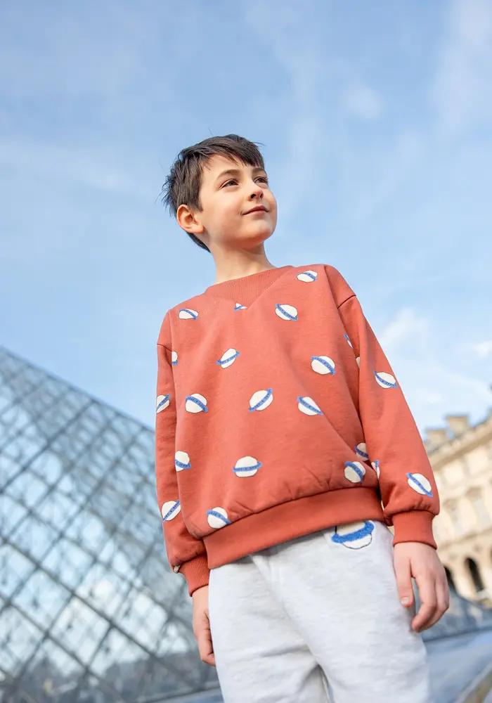 Sproet & Sprout Sweatshirt rib neck saturn print  Macaron