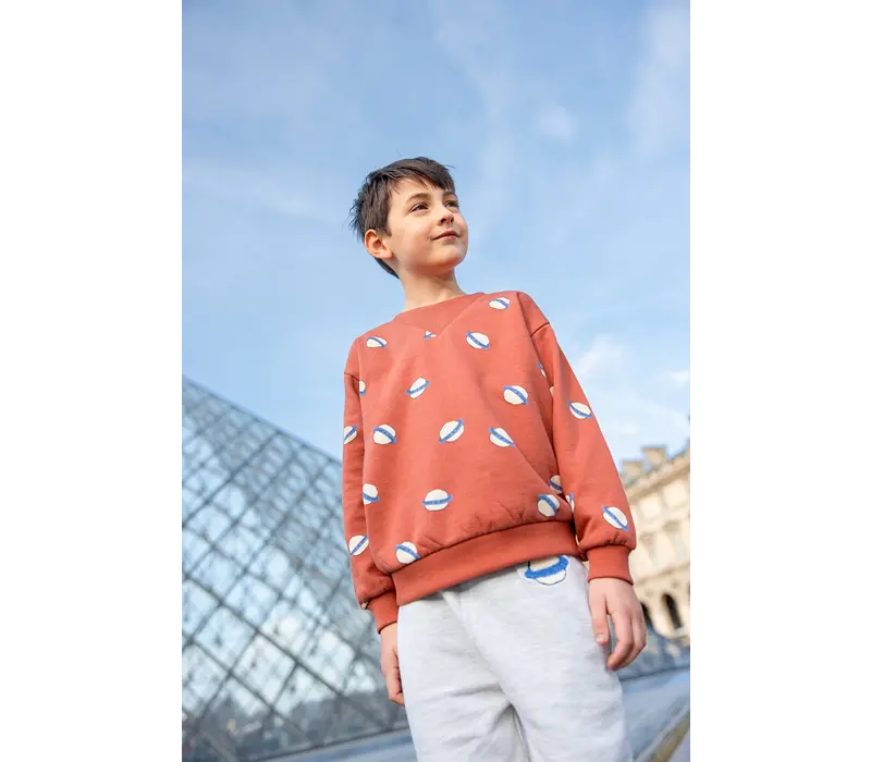 Sproet & Sprout Sweatshirt rib neck saturn print  Macaron