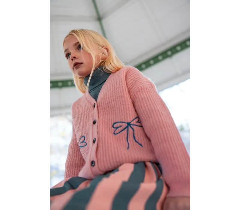 Sproet & Sprout Girls sweaters & vestens bows Peach parfait