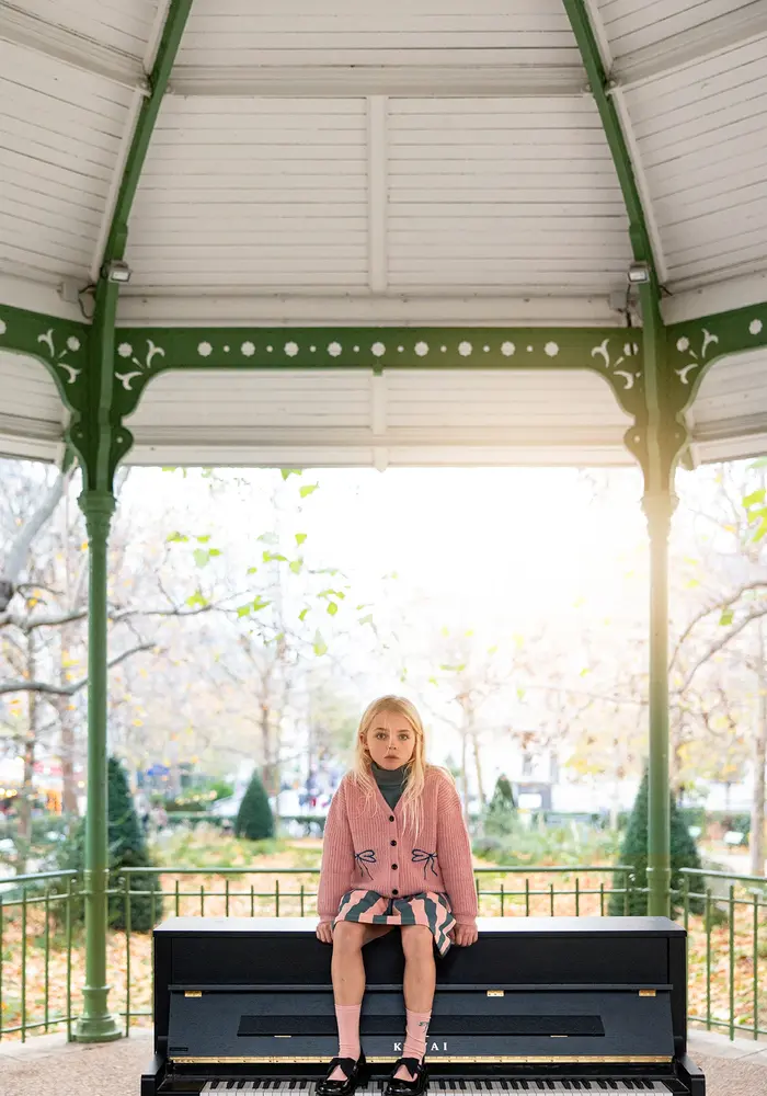 Sproet & Sprout Paperbag skirt block stripe  Peach parfait