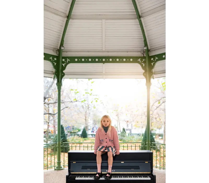 Sproet & Sprout Paperbag skirt block stripe  Peach parfait