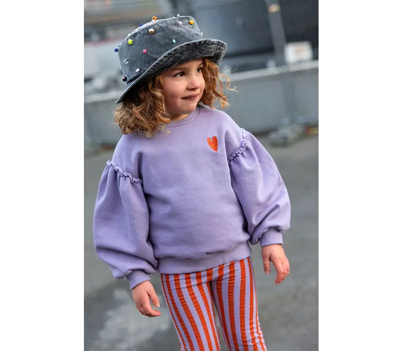 Sproet & Sprout Sweatshirt puff sleeves heart Lavender