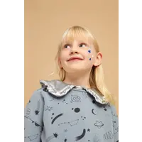 Sproet & Sprout Dress universe print  Stone grey