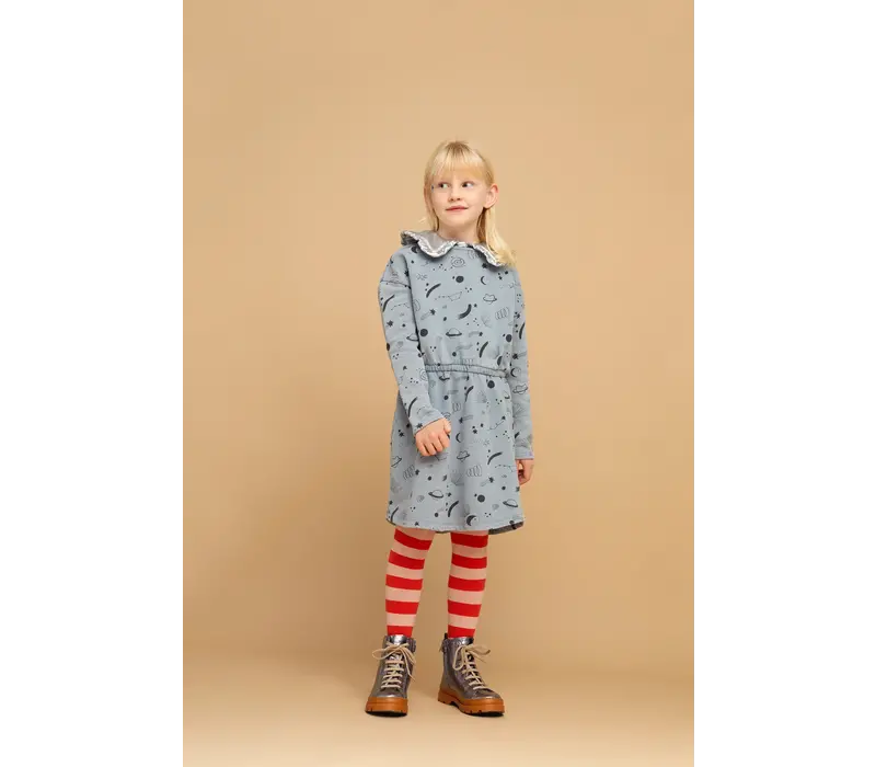 Sproet & Sprout Dress universe print  Stone grey