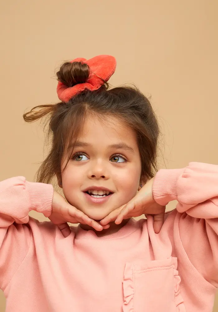 Sproet & Sprout Girls sweatshirt ruffle pocket Peach parfait