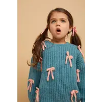 Sproet & Sprout Girls sweater bows  Shady green