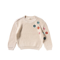 Your Wishes Embroidered Flowers | Sweater Oyster Gray