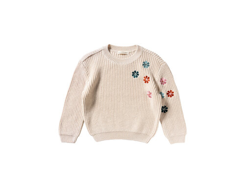 Your Wishes Your Wishes Embroidered Flowers | Sweater Oyster Gray Your Wishes Your Wishes Embroidered Flowers | Sweater Oyster Gray