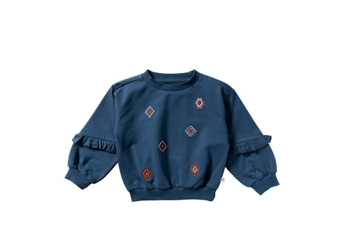 Your Wishes Your Wishes French Knit | Sleeve Ruffle Sweater Blue Wing Tale