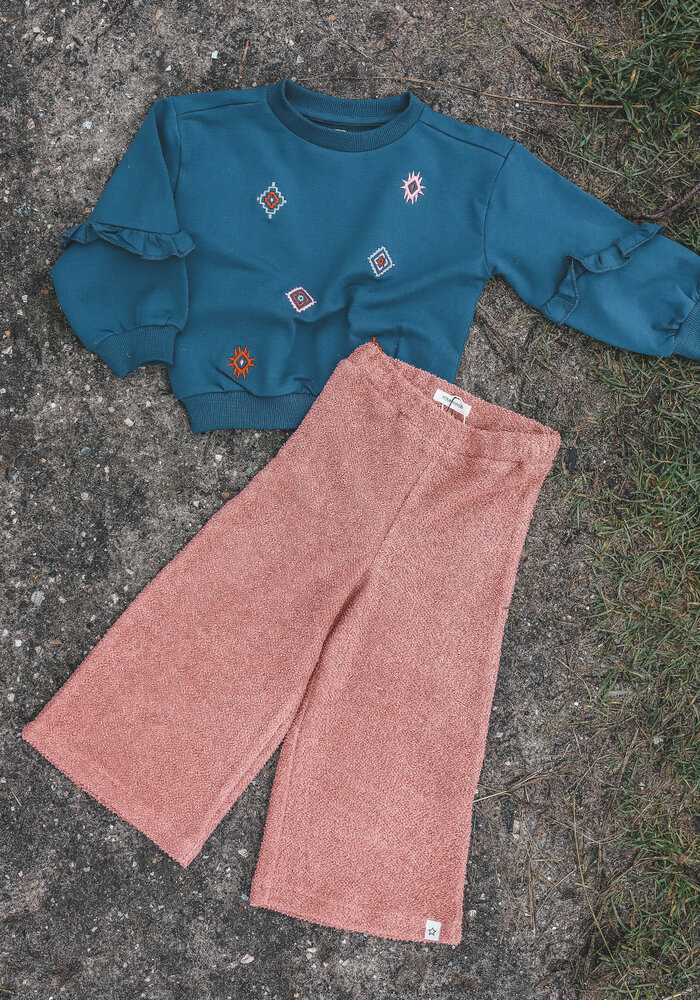 Your Wishes French Knit | Sleeve Ruffle Sweater Blue Wing Tale