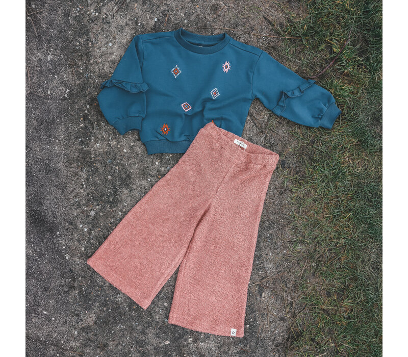 Your Wishes French Knit | Sleeve Ruffle Sweater Blue Wing Tale