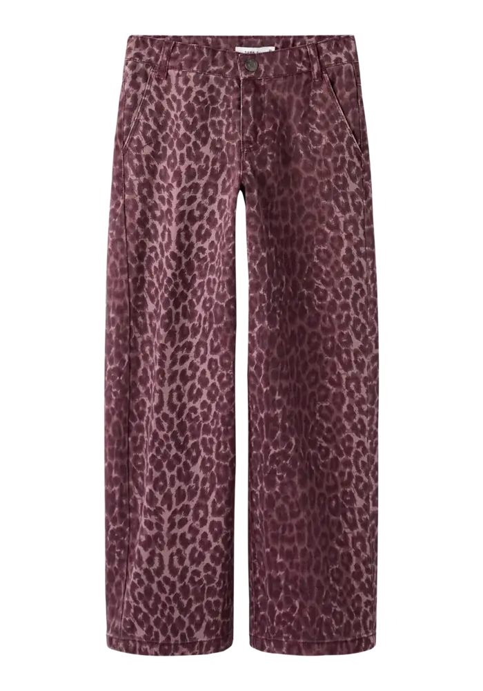 Name-it NKFROSE WIDE LEO TWILL PANTS Burgundy/LEO