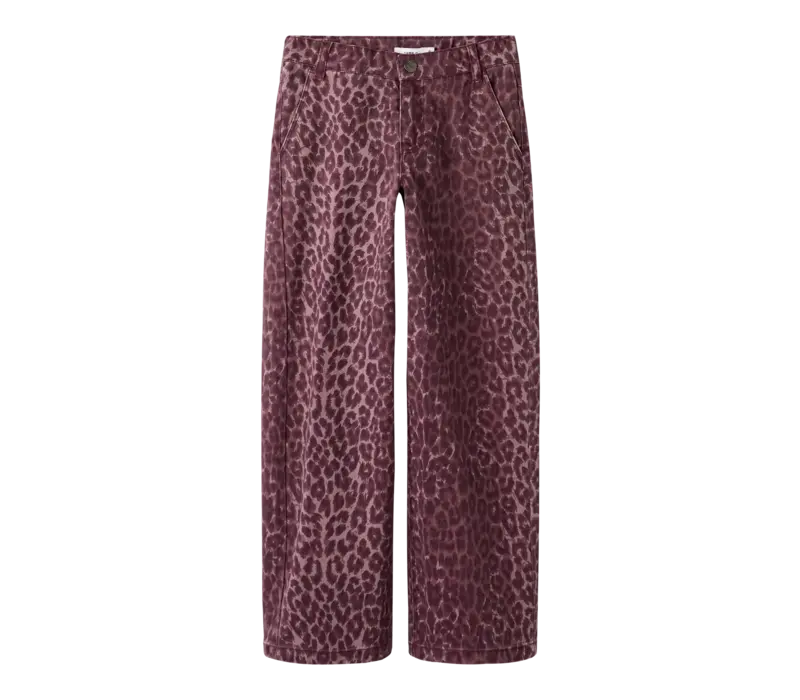 Name-it NKFROSE WIDE LEO TWILL PANTS Burgundy/LEO