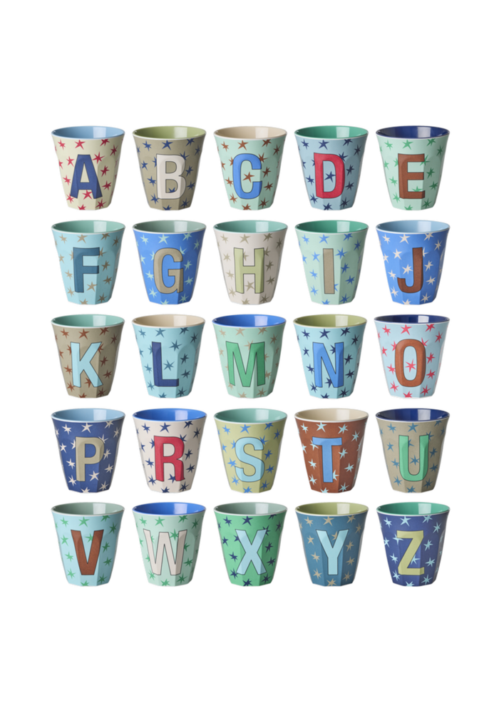 Rice Medium Cup Letters Sterren Blauwish
