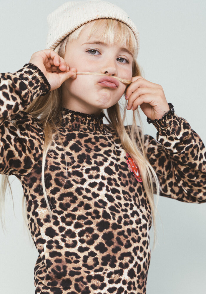 Moodstreet LAURE smock-neck leopard top Leopard