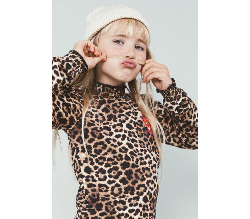Moodstreet LAURE smock-neck leopard top Leopard