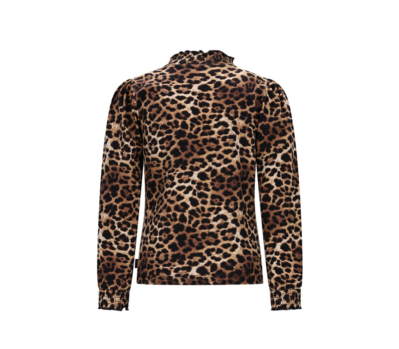 Moodstreet LAURE smock-neck leopard top Leopard