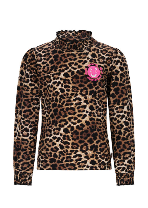 Moodstreet Moodstreet LAURE smock-neck leopard top Leopard