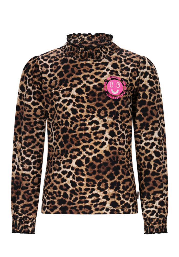 Moodstreet LAURE smock-neck leopard top Leopard